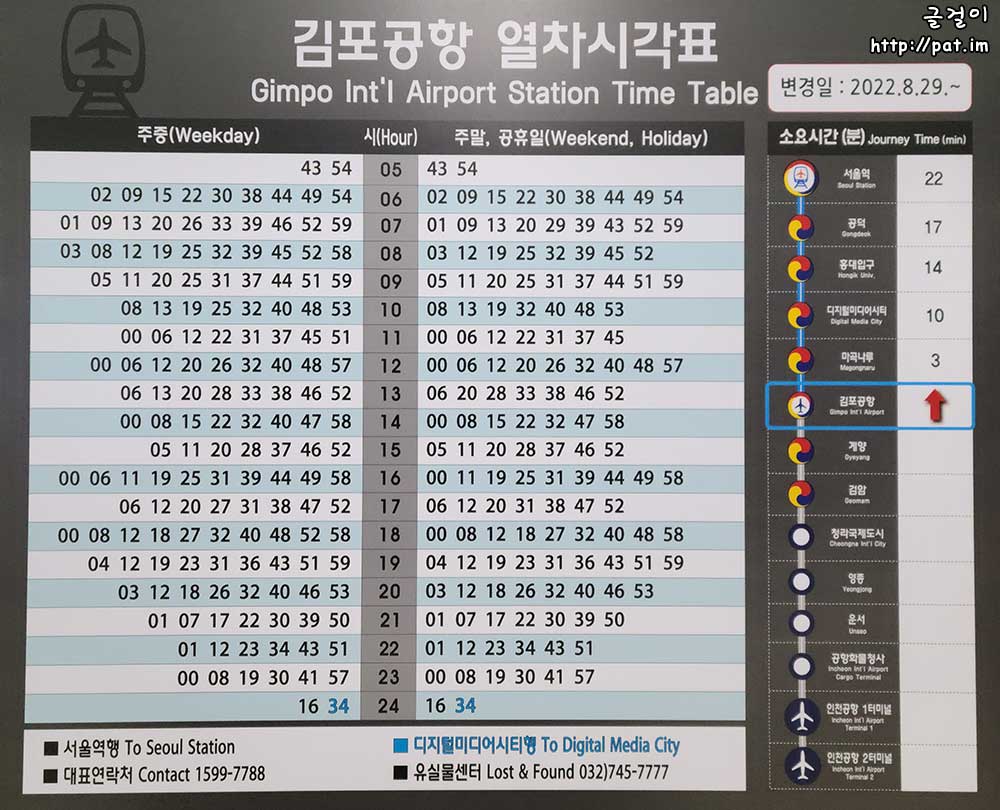 공항철도 김포공항역 서울역 방향 시간표