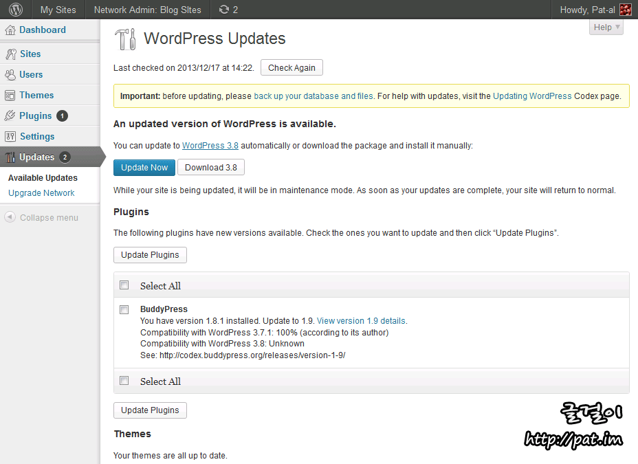 워드프레스 자동 갱신 기능 (Wordpress Update)